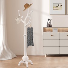 Wooden 8 Hooks Clothes Rack Hat Coat Rack Tree Stand Hanger Bedroom Living Room