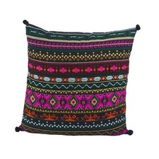 Indian Bohemian Handwoven Cushion Cover Ethnic Floor Pillow - Black 16''/40 cm