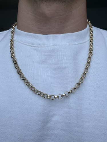 9ct gold belcher chain - chain, 24.5”