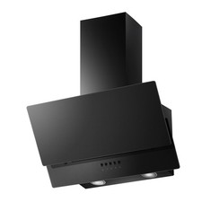 electriQ 60 cm Angled Chimney Cooker Hood – Black Glass, Touch Control, 460 m³/h
