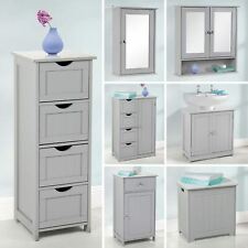 Grey Wooden Bathroom Cabinet Shelf Cupboard Bedroom Storage Unit Free Standing