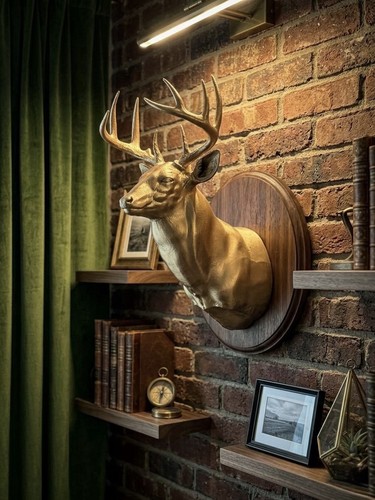 Large gold stag head - stag,