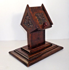 VINTAGE HAND CARVED WOODEN CIGARETTE DISPENSER BOX TOBACCO