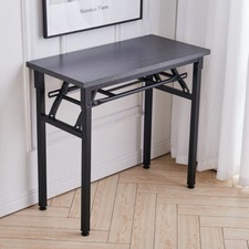 80/100/120cm Folding Computer Desk Workstation Occasional Table with Shelf Black