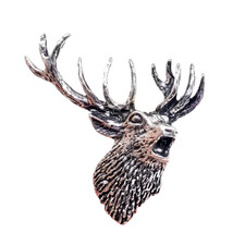 Bellowing Stag Head Pin Badge