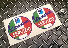 Vespa Servizio Italy Flag x2 90mm Stickers Decals Scooters Vans Moped piaggio