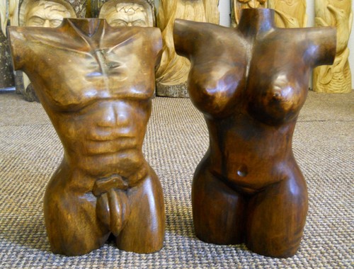 Wooden abstract statue figure - wooden,