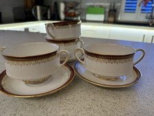 Set 4 Royal Albert Paragon Holyrood China Double Handled Soup Bowls Saucers