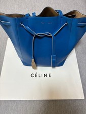 CELINE Leather Cabas Phantom Tote bag w/Tassel Navy Blue Old Logo 33×52×19 Used