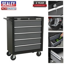 Sealey AP2505B Black Heavy Duty Roller Cabinet 5 Drawer Tool Chest Ball Bearing