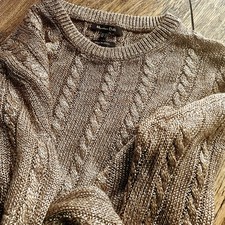 Massimo Dutti women's cable knit old gold metalic fibre