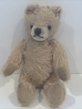 Cute Little Antique White Mohair Teddy Bear With Glass Brown Eyes 9 Inch Goldish