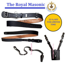 Sam Browne Belt & Brace | Sword Frog | Sword Knot | Black Leather |Chrome buckle