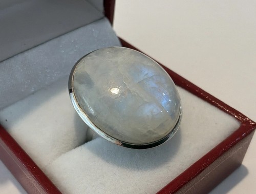 Rainbow moonstone oval ring