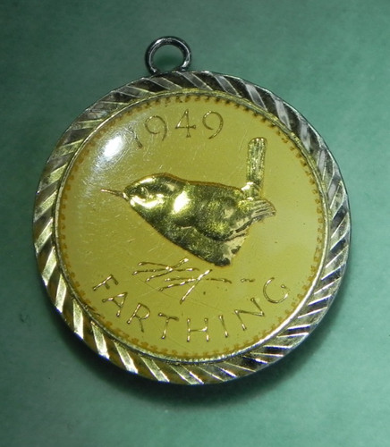 Silvered pendant 1949 farthing - pendant,