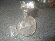 VICTORIAN GLASS SCENT BOTTLE WITH SILVER COLLAR
