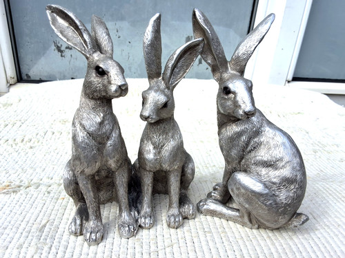 Silver hare ornament pair - -,