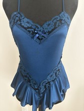 Vtg Blue Silk Slip Shorts