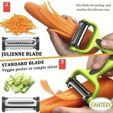 3 in 1 Food Peeler Straight Julienne Serrated Potato Veg Fruit Slicer