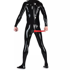 Mens Latex Bodysuit with Anal sleeve Rubber Catsuit Jumpsuit Fetish 0.4mm