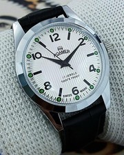 Vintage Roamer Swiss Hand-Winding Men’s Wristwatch – White Dial.