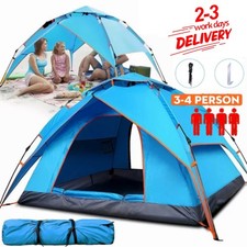 3~4 Man Full Automatic Instant Pop Up Camping Tent Family Outdoor Hiking Shelter