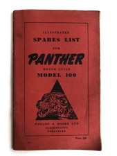 Panther Model 100 Spares Parts List Motorcycle Panter Vintage Reprint