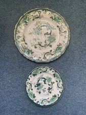 Two Masons Chartreuse Patterned Plates.