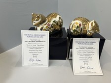 Royal Crown Derby Clover Cat And Lavender Kitten  640/1500 Signed By Hugh Gibson