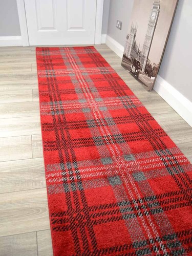 Red tartan hallway - tartan,