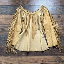 Handcrafted Genuine Leather Fringe Dress Western Boho Hippie 100% Real Hide
