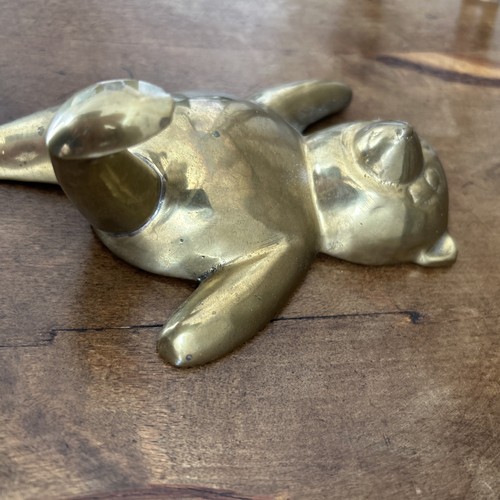Vintage brass teddy bear - brass,