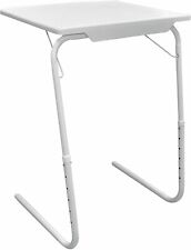 Table Mate II Portable Adjustable Folding Table Metal White Snack Laptop Tray