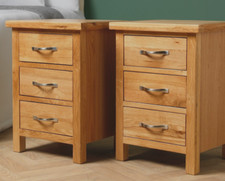 Oak 3 Drawer Bedside Cabinets – Matching Pair Oak Bedside Tables Fully Built