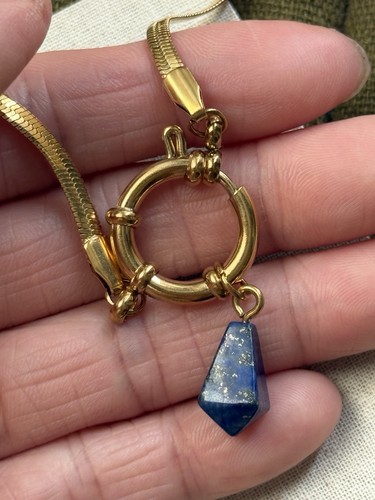 Gold toggle necklace blue - gold,