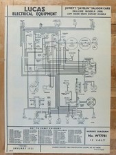 Original LUCAS Jowett Javelin De-Luxe LHD Wiring Diagram 1950 W77781