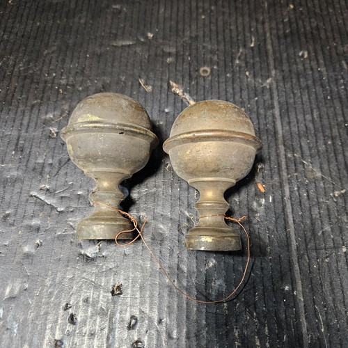 Pair antique 1800s brass - brass, 2.5"