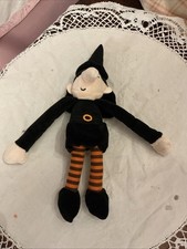 WAITROSE HALLOWEEN Witch PLUSH SOFT TOY Teddy Striped 11” Lady Goth 