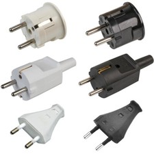 EU Europe travel adapter 2 Pin Male Plug rewireable Type C Right Angle Schuko