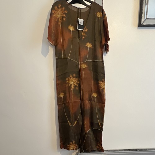 Zara women brown floral - m,