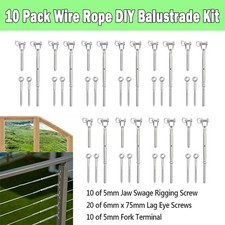 40PCS Wire Rope DIY Balustrade Jaw Kit Stainless Steel / Swage Fork Turnbuckle