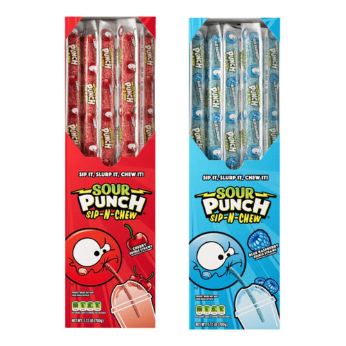 Sour punch sip chew straws - sour,
