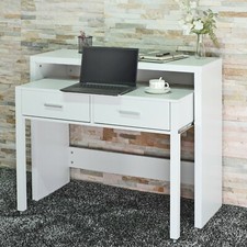 White Wooden Pull Out Workstation Desk Dresser Display Table Storage Furniture