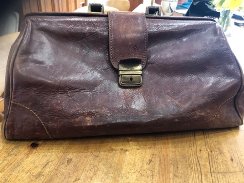 Brown leather gladstone bag - brown,