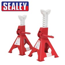 Sealey Axle Stands (Pair) 3 Tonne Capacity Ratchet Type Steel Base Cast Head