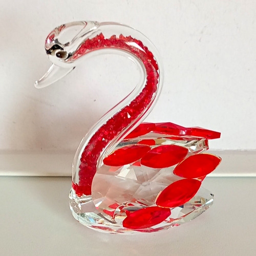 Swan ornament figurine red - swan,
