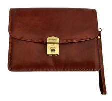 Daviletto Amiet Leather Bag Wrist Bag Tan Leather Vintage Cominbation Lock Prop 