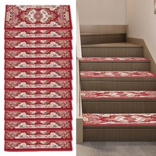 13pcs Non-Slip Washable Stair Treads Carpet Mats Polyester Self-Adhesive Kit New