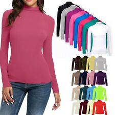 Womens Plain Turtle Polo Neck Top Long Sleeve Ladies Roll Neck Top Jumper 8-26