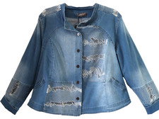 KEKOO New! Stretch denim classy jeans jacket 52-54(4) vintage pockets cut-outs blue